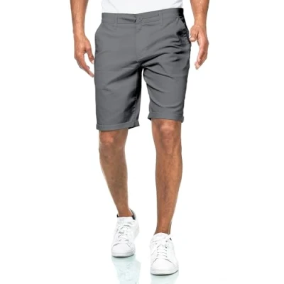 Imagen de Smith &amp; Solo pantalones cortos para hombre chinos de algodón, bermudas verano, correr hombre, deportivos entrenamiento, antracita, S