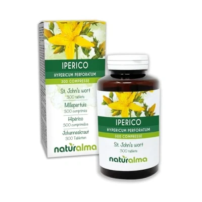 Imagen de Hipérico (Hypericum perforatum) hierba con flores Naturalma 150 g 300 comprimidos Complemento alimenticio Natural y Vegano
