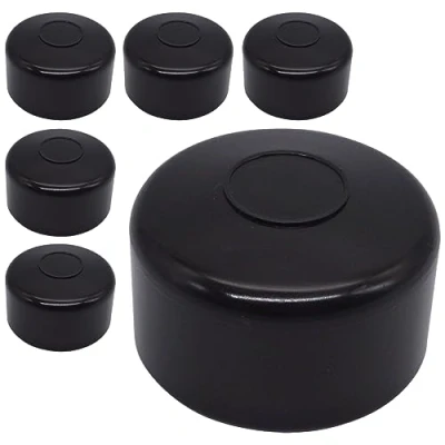 Imagen de SKIR&#039;CO (6 unidades) Tapas redondas de plástico negro 48,3 mm para postes valla redondos, cubiertas valla, color RAL 9005