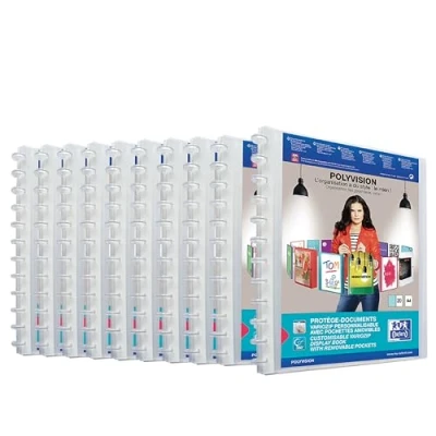 Imagen de Elba 100205599 plástico de carpeta cartón Polyvision DIN A4 con principio vario zipp 20 fundas transparentes carpeta, color incoloro 10 unidades
