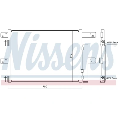 Imagen de NISSENS 940096 Condensador con secador Aluminio 490 R 134 a