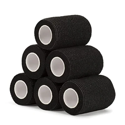 Imagen de Sagafly Banda Venda Cinta 7.5cm X 4.5m Bendaje Adhesiva Deportiva Cohesiva Envoltura Tape Vet Vendaje Autoadhesivo Elástico Vendajes Cohesivos para Protección (Negro)