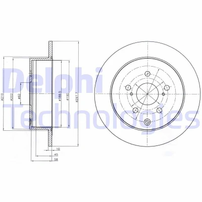 Imagen de DELPHI BG4237 Disco de freno 298 10 5 macizo aceitado sin procesar cojinete rueda, anillo sensor ABS TOYOTA: Previa / Estima II