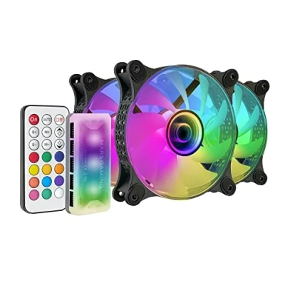 Imagen de Mars Gaming MF 3DKIT Negro, Kit 3 Ventiladores ARGB 360 12cm, Espejo Infinito 3D, Sistema Anti vibraciones, Controlador ARGB, Mando a Distancia RF, Compatibilidad Total