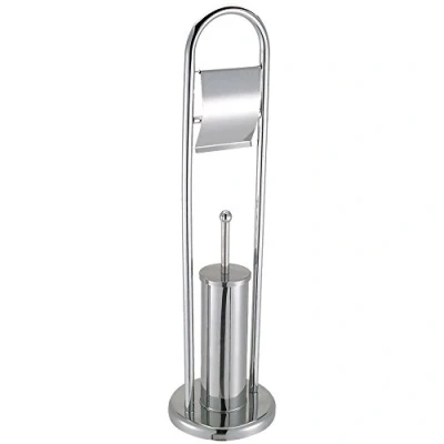 Imagen de Bath Vida Escobilla de baño y Soporte Papel con Base Redonda, Metal Acero Inoxidable, 15 x 22 80 cm
