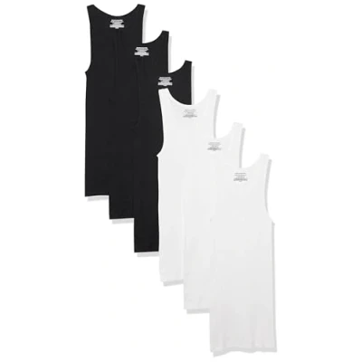 Imagen de Amazon Essentials Camisetas Interiores de Tirantes Hombre, Pack 6, Blanco/Negro, L