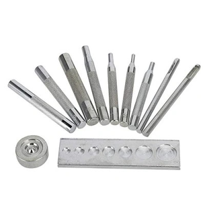 Imagen de HEEPDD Leathercraft Tool, Punch Snap Kit Rivet Setter con Base para perforar e Instalar el botón de Remache Mango Metal Broche presión Cuero DIY Herramienta instalación