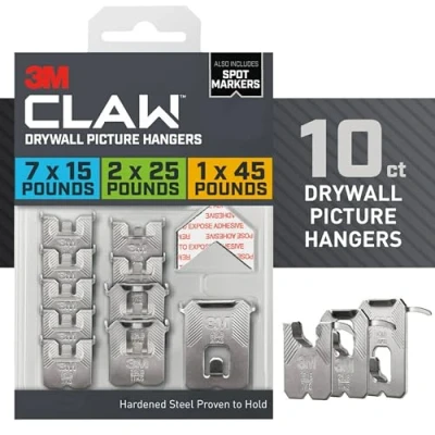 Imagen de 3M Claw perchas para cuadros de yeso, 15 libras, paquete 10