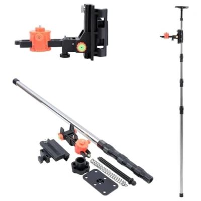 Imagen de TOPWAY Barra Telescópica para Nivel Láser 115 400 cm Acero Inoxidable Puntal Telescopico Extensible Hasta al Techo, con Soporte y Bolsa de Nylon
