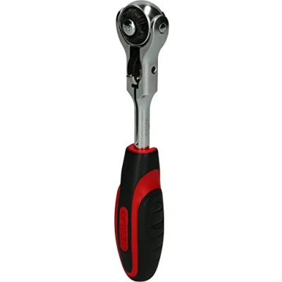 Imagen de KS TOOLS 914.1405 Chicharra reversible 72 6,3 (1/4&quot;) con articulación angular 165 Acero cromo vanadio