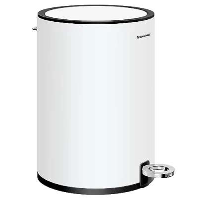 Imagen de SONGMICS Papelera Baño, 3 litros, Cubo de Basura con Tapa, Cierre Suave, Pedal, Interior Plástico Extraíble, para Oficina, Acero, Blanco Nube LTB11WT