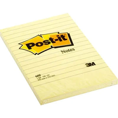 Imagen de Post It 660 Pack de 6 blocs notas, 102 x 52mm, color amarillo