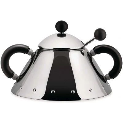 Imagen de Alessi 9097 B Azucarero con cuchara de acero inoxidable y asas color negro