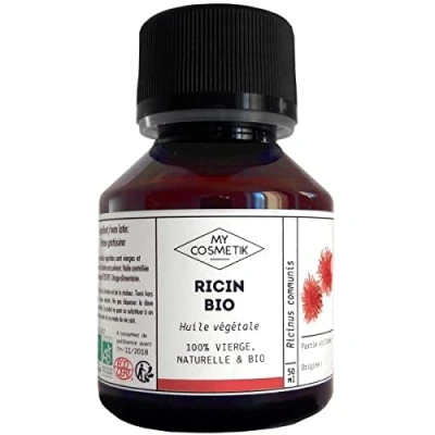 Imagen de MY COSMETIK Aceite vegetal de ricino Cosmos Organic 100% puro y natural Fabricado en Francia Refuerza el cabello, pestañas, cejas, barbas 10 ml