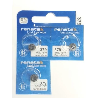 Imagen de Renata Lote de 3 pilas botón plata óxido 379/SR521 SW 0% mercurio