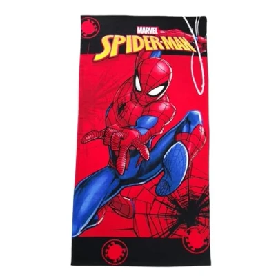 Imagen de Theonoi toalla de mano infantil, sauna, playa, ducha, baño, 70 x 140 cm, regalo microfibra para niños (Spiderman rojo), 2024A