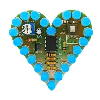 Imagen de soldadura formación práctica aprendizaje electrónica Kits DIY forma corazón LED principiante laboratorio DC 4 V 6 V, azul