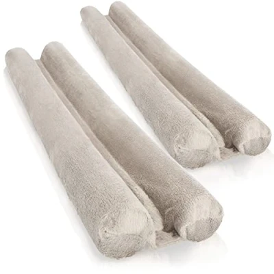 Imagen de com four® 2X Cortavientos para la Puerta Junta Inferior de Microfibra con Doble protección contra Corrientes Aire y Ruido (02 Piezas Topo)