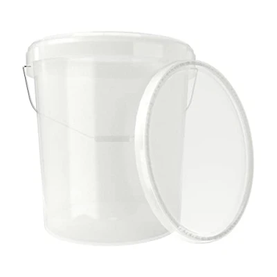 Imagen de cubo con tapa de 16 litros transparente, apto para alimentos, hermético y estable, vacío asa productos químicos paredes, color detergente en polvo