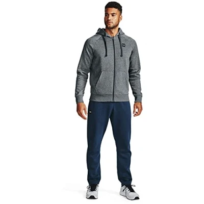 Imagen de Under Armour Rival Hoodie Sudadera con cremallera, Hombre, Talla: Medium, Pitch gray light heather/onyx white