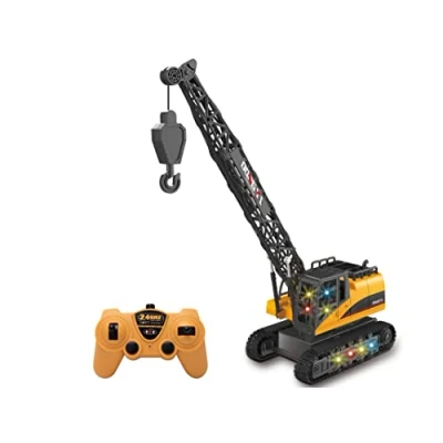 Imagen de Teorema 66951 Grúa de Juguete para niños teledirigido a Radio controlado 2,4 GHz con Luces y Sonidos, Torre giratoria 360, Altura 40 cm, Escala 1:12, Recargable
