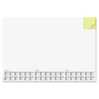 Imagen de SIGEL HO490 Vade, bloc de notas, sin diseño, con un notas amarillo integrado, calendarios trianuales, A2 (59,5 x 41 cm), blanco y amarillo, 30 hojas