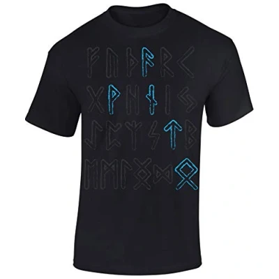 Imagen de Camiseta: Rúnicas Wotan Mjolnir Martillo Thor Vikingo T Shirt hombre s y mujer es Noruega Norway Odin Norseman Valhalla Hammer Mjölnir Pagan Metal Regalo Viking Vikinga Rune (3XL)