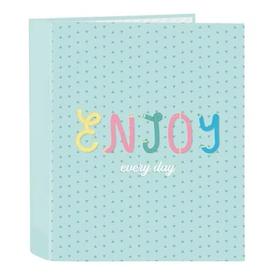 Imagen de BlackFit8 ENJOY Carpeta Folio 4 Anillas, Ideal para Niños de Diferentes Edades, Cómoda y Versátil, Calidad Resistencia, 27x6x33 cm, Color Verde Menta Pastel