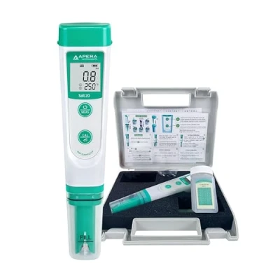 Imagen de Apera Instruments Salt20 Medidor de salinidad con indicador temperatura (1% precisión, ± 0,5 C, resistente al agua, ATC, estuche transporte)