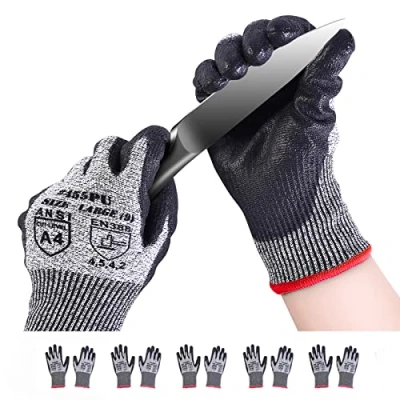 Imagen de Donfri 5 Pares Guantes Anticorte Nivel Cocina,Guantes de Trabajo PU,Guantes Jardineria,Guantes Seguridad,Guantes Protectores Mechanix(L)