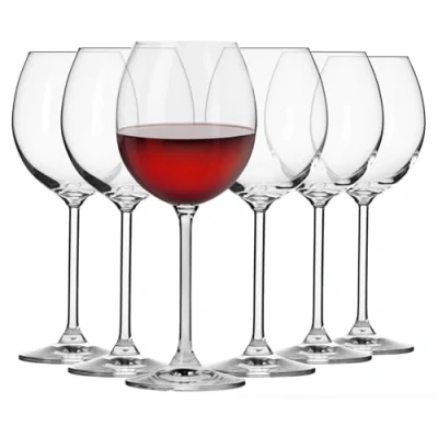 Imagen de Krosno Copas de Vino Tinto 350 ML Conjunto 6 Piezas Colección Venezia Perfectos para Uso en Casa, Restaurante y Fiestas Apto Lavavajillas