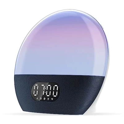 Imagen de WiiM Despertador Luz, Alexa Integrado, Opciones de Sonido Ilimitadas, Amanecer Todo en Uno, Máquina Sonido, Rutinas Sueño y Más (Azul Marino Verde)