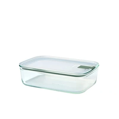 Imagen de Mepal Táper de cristal EasyClip Tarros con tapa y cierre clic Apto para el microondas, horno congelador Hermético a prueba derrames 1500 ml Nordic sage