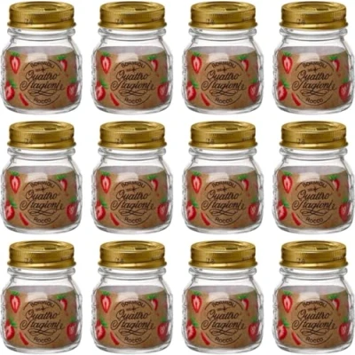 Imagen de Bormioli Rocco Quattro Stagioni tarros de mermelada 250 ml (con tapa rosca ø 70 mm, Tarro mermelada, Juego 12 tarros) 58281