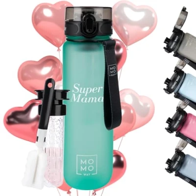 Imagen de MOMO WAY Super Mamá Botella De Agua Tritan Libre BPA Regalo Para La Mejor Del Mundo Día Madre Mama 1000ml