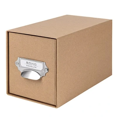Imagen de Rössler Papier 1327452620 S.O.H.O. Caja cajón para CD, con etiqueta inscribible y asa, Kraft, 1 unidad
