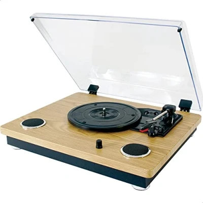 Imagen de Madison MAD RT300SP MKII Giradiscos vintage con altavoces integrados (2x8W), Bluetooth, USB, MICRO SD Acabado madera
