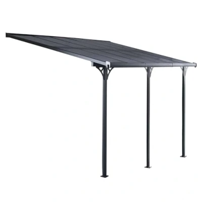 Imagen de Gardiun Pérgola de Pared Elliot 11 m² 435x254x220/260 cm en Aluminio y Paneles Policarbonato Anti UV Pórticos Ajustables