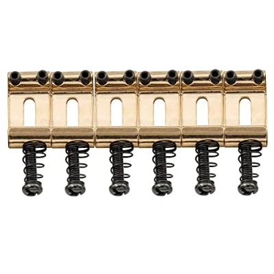 Imagen de Musiclily Pro 11,3mm Acero Silletas Vintage Strat Saddles para Trémolo Puente Guitarra eléctrica Stratocaster, Dorado(Juego de 6)
