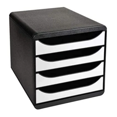 Imagen de Exacompta 3104213D Módulo individual para documentos A4 + con 4 cajones, ultra rígido y stop de seguridad 347x278x267 mm BIG BOX Negro/blanco brillante
