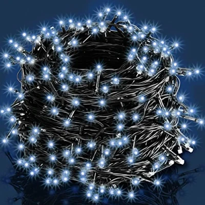 Imagen de MONZANA® Cadena Luces Navidad Exterior 160LED Blanco Frío 11,5m 8 modos Temporizador Resistentes al Agua Decoración Interior Jardín