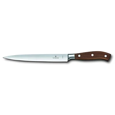 Imagen de Victorinox Grand Maître, Cuchillo filetear profesional, Hoja extra afilada, afilado recto, 20 cm, Elegante mango de madera, Acero inoxidable, Marrón