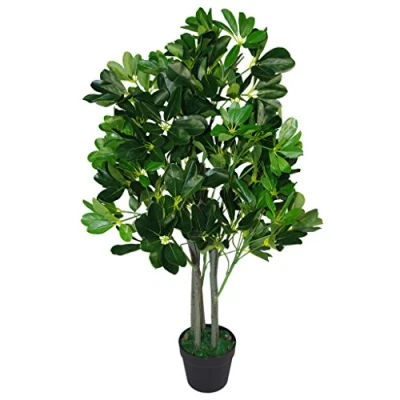 Imagen de Leaf Design Ficus Artificial de Hoja perenne con 95 cm Altura, Verde Oscuro, Extragrande, Planta Maceta plástico en Color Negro, 95cm Arboricola