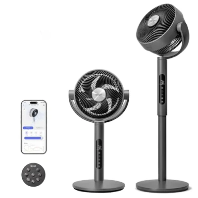 Imagen de LEVOIT 20dB Ventilador de Pie Silencioso Inteligente, Motor DC, Circulador Bajo Consumo con WIFI, 4 Modo y 12 Velocidades a 1614 m3/h, 30M Viento, 12H Temporizador, 90+120 Oscilación