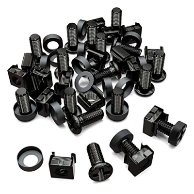 Imagen de deleyCON 20x Juego de Tuercas Enjauladas M6 y Tornillos para Armario Red Carcasa del Servidor 19 10 Pulgadas Montaje Negro