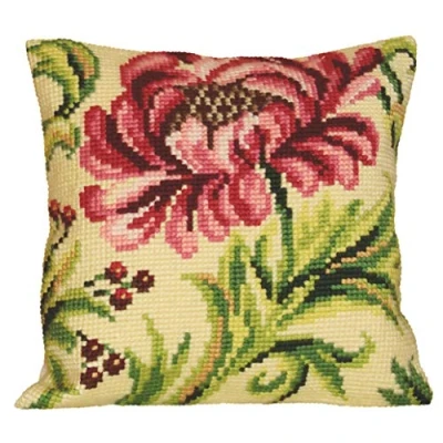 Imagen de Collection D&#039;Art Embroidery Kits Cojín de Punto Cruz: Rosa Salvaje (Derecha), Acrílico, Multicolor, 40 x cm