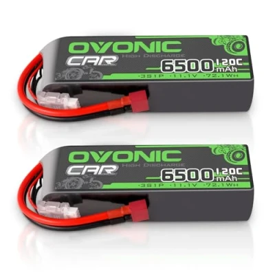 Imagen de OVONIC batería de polímero litio 3 S, 11,1 V, 6500 mAh, 120 C, con conector Deans T, para coche RC, camión, quadcopter, helicóptero, barco, avión (2