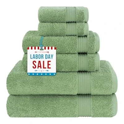 Imagen de Cotton Paradise Toallas de baño 100% algodón Turco Suave y Absorbente para baño, 6 Piezas, 2 Mano paños Color Verde Salvia