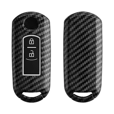 Imagen de kwmobile Funda para Llave de Coche Compatible con Mazda Keyless Go 2 Botones Carcasa plástico Duro Silicona Carbono