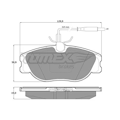 Imagen de TOMEX brakes TX 12 442 Juego de pastillas freno Eje delantero con contacto aviso desgaste incorporado CITROËN: Jumpy I MPV, Furgón